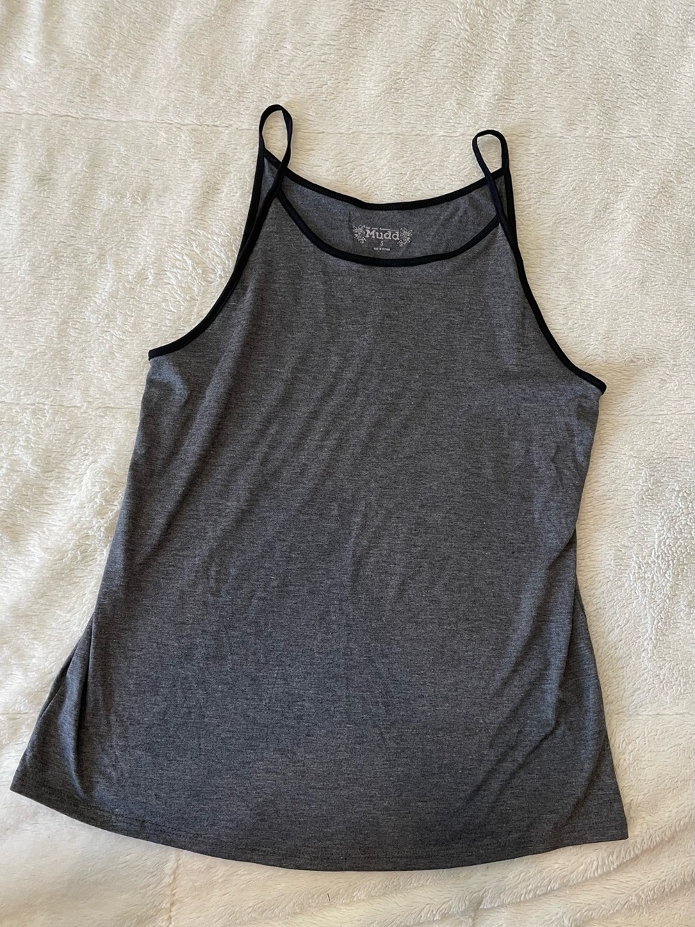 Mudd Charcoal Gray Tank Top with Black Trim